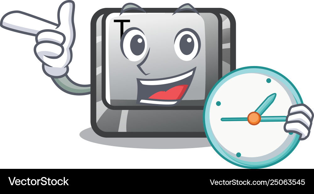 With clock t button installed on character With clock t button installed on character Vector Image