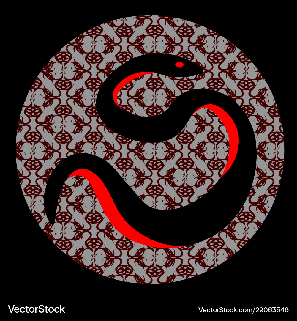 Abstract black and red snake on retro pattern Abstract black and red snake on retro pattern vector image