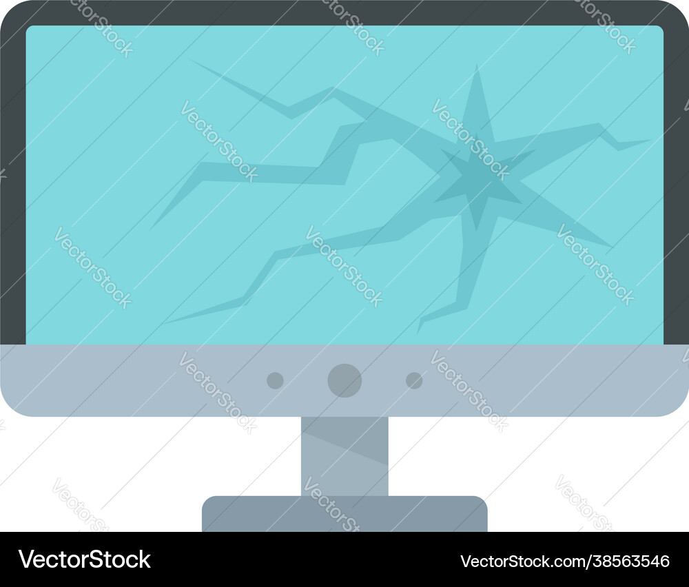 Broken computer monitor icon flat isolated vector image