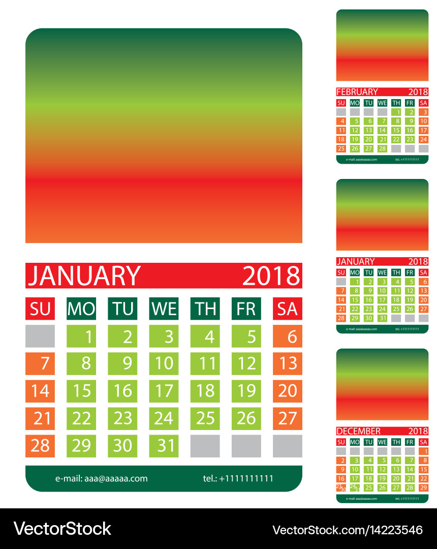 Calendar griddecember january february Royalty Free Vector