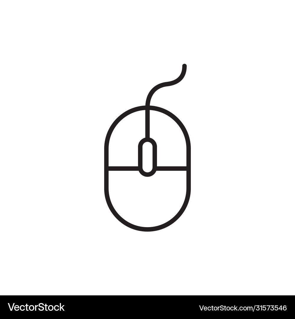 Computer mouse with wire line black icon Vector Image