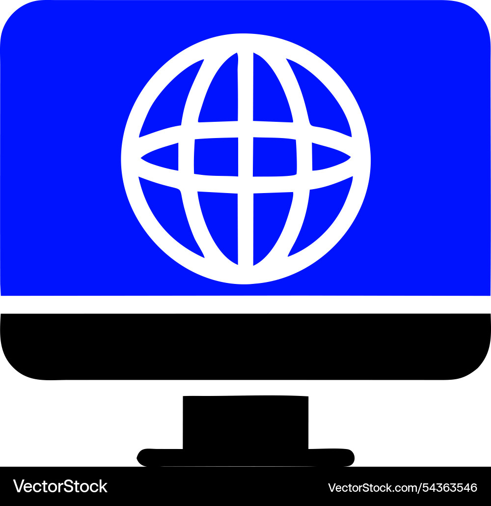 Computer screen with globe icon Computer screen with globe icon Vector Image