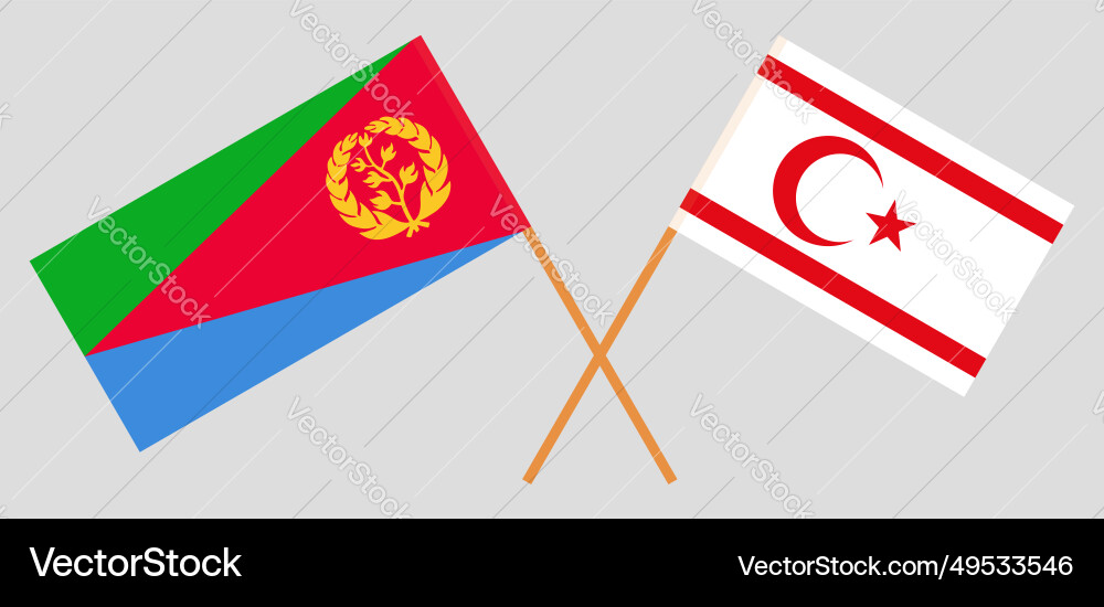 Crossed flags of eritrea and northern cyprus Crossed flags of eritrea and northern cyprus vector image