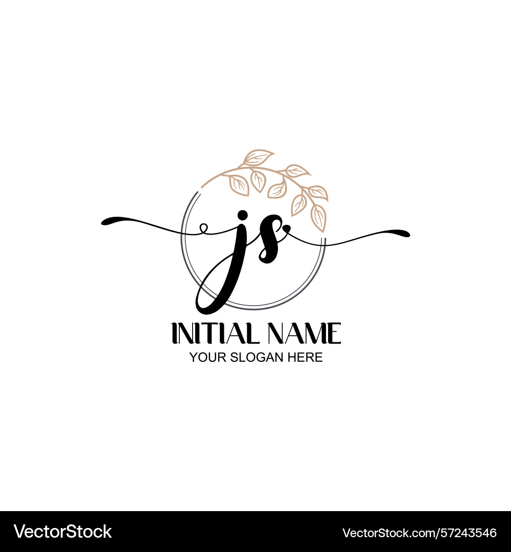 Elegantes js ursprüngliches Logo-Design mit botanischen Vektorbild