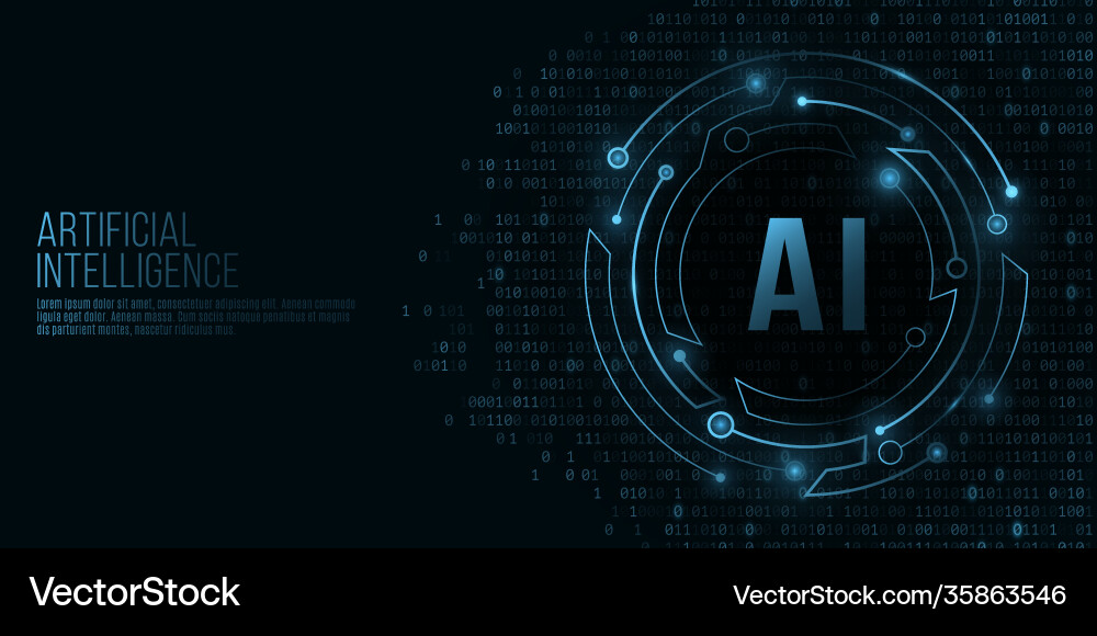 Futuristic round banner with computer circuit vector image