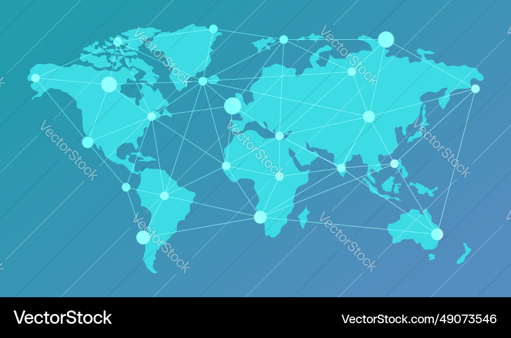 Global network map connecting the world Global network map connecting the world Vector Image