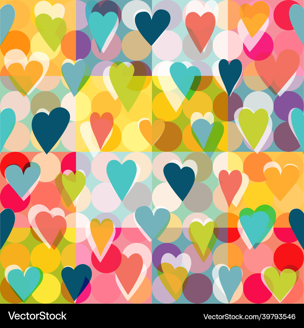 Heart pattern background color design vector image