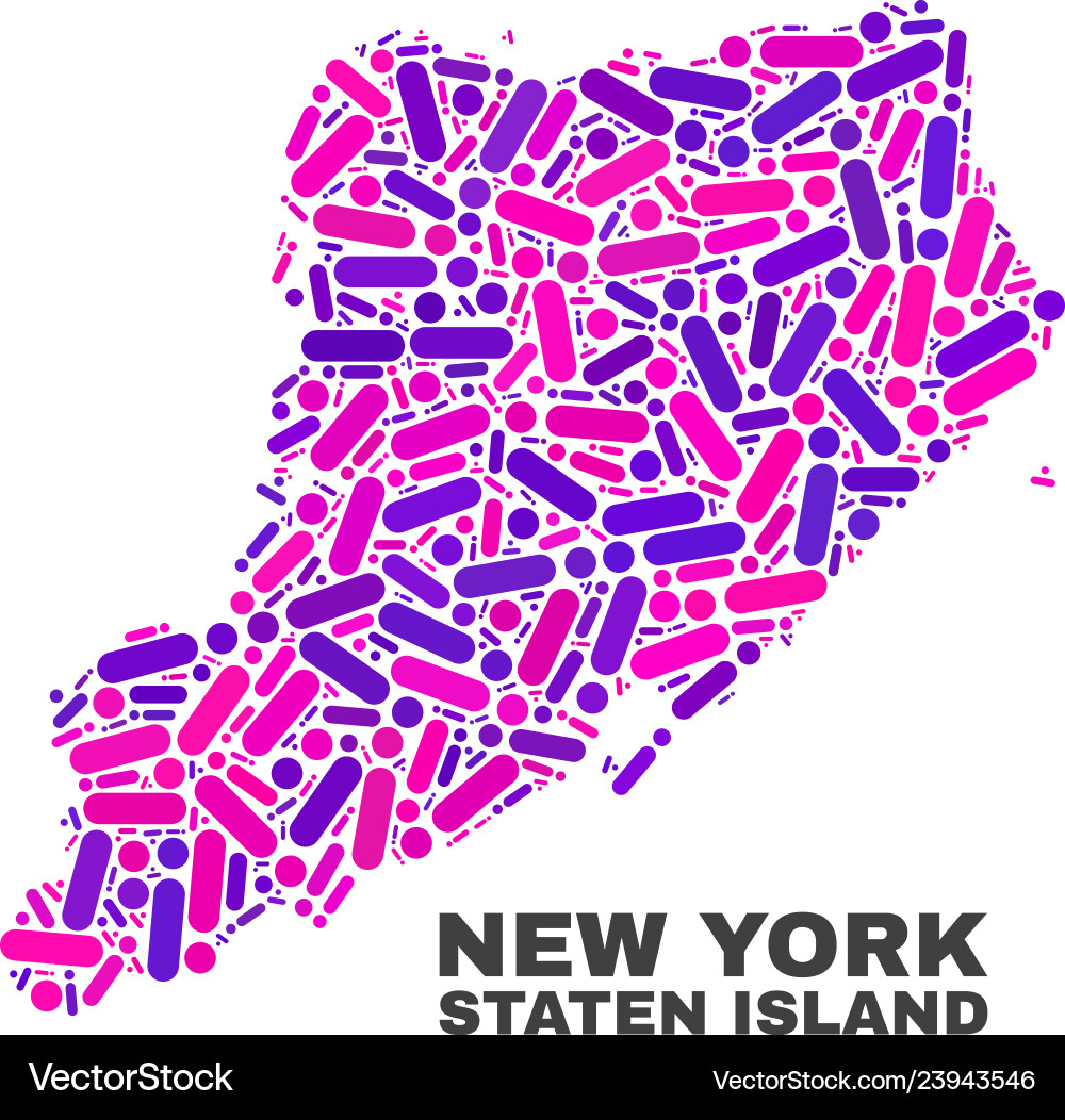 Mosaic staten island map of dots and lines Mosaic staten island map of dots and lines vector image