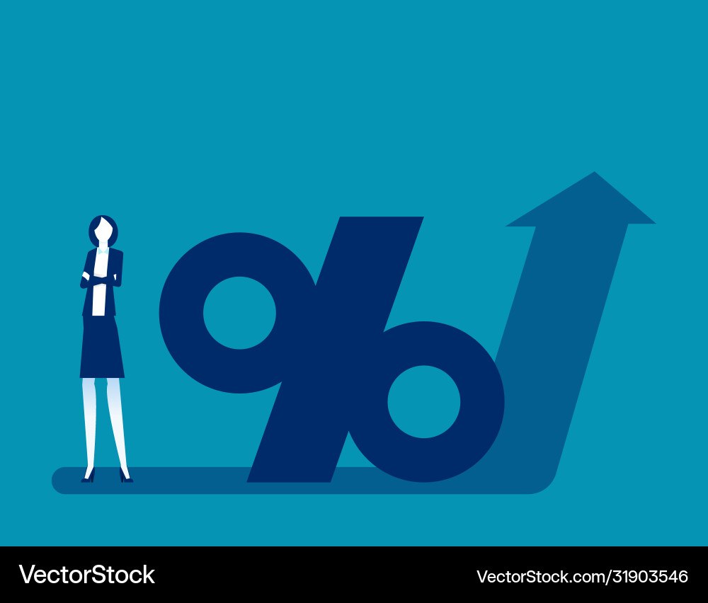 Percentage symbol on arrow pointing upwards Percentage symbol on arrow pointing upwards vector image