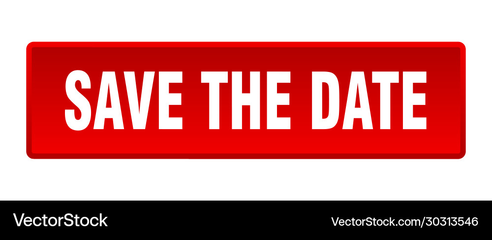 Save date button square red Vector Image