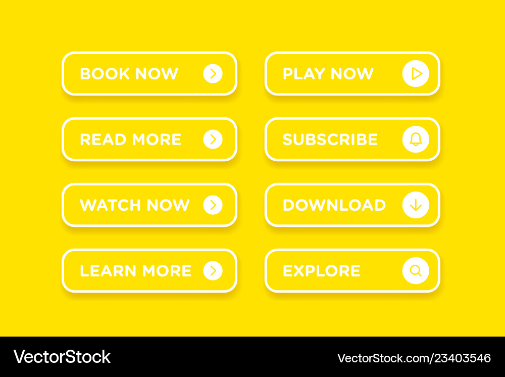 Set colorful white clean style buttons Set colorful white clean style buttons vector image