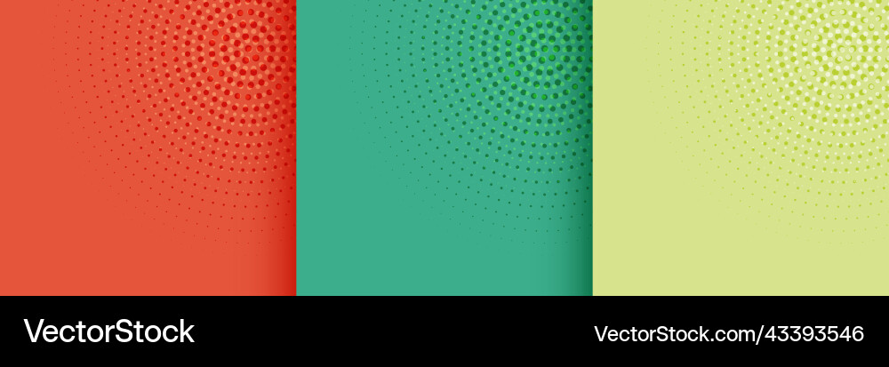 Set of abstract circular halftone pattern design vector image