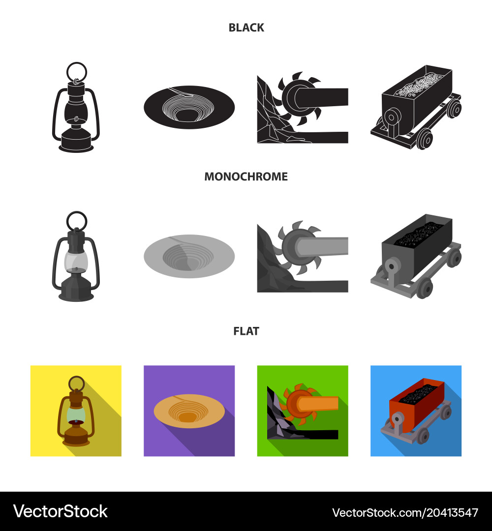 A miner lamp funnel mining combine vector image