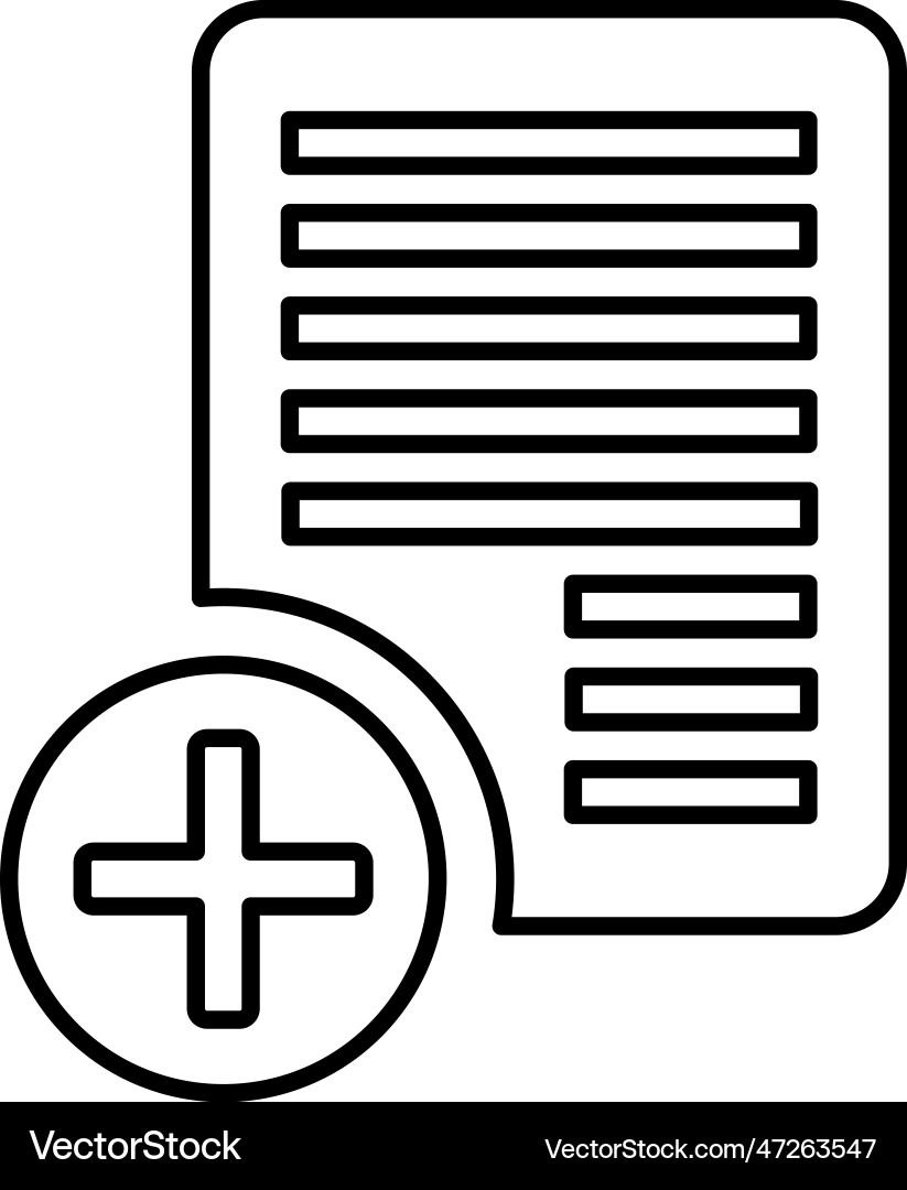 Add addition file icon line outline symbol Vector Image