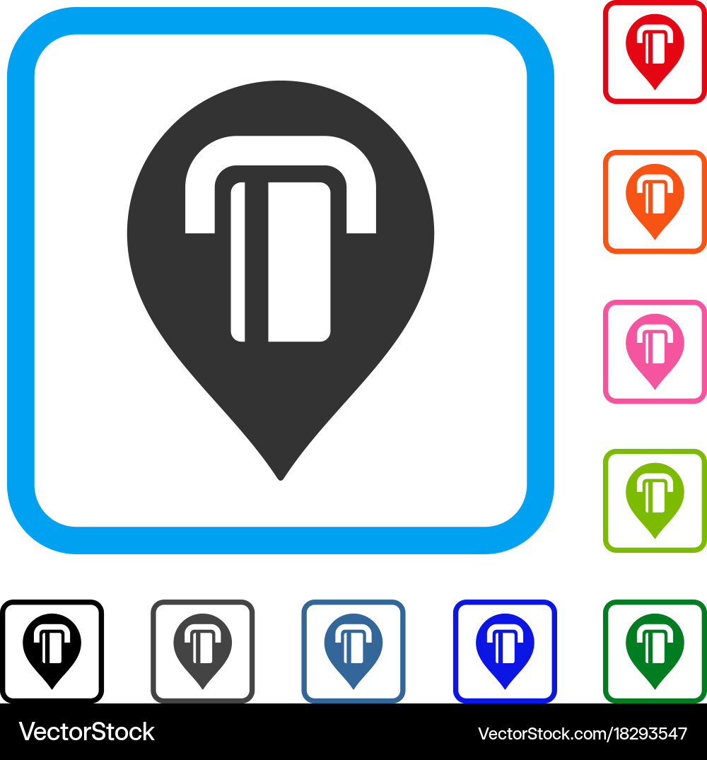 Atm map marker framed icon Royalty Free Vector Image