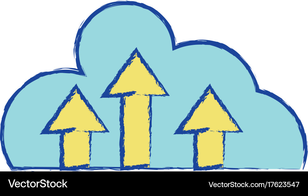 Cloud data with arrows up connection vector image