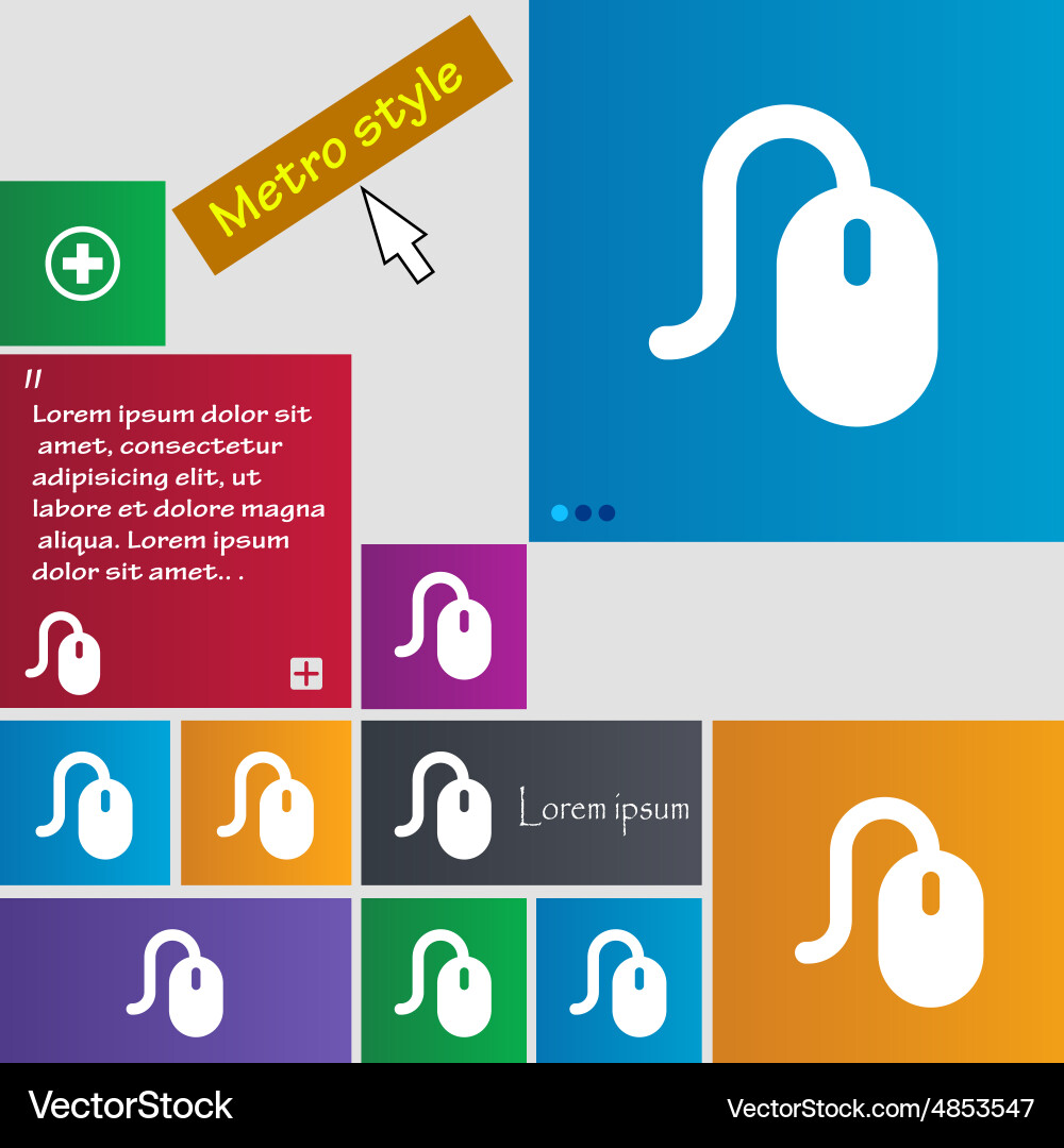 Computer mouse icon sign metro style buttons Vector Image
