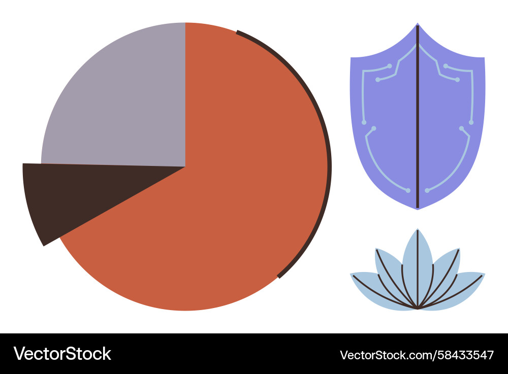 Data Analysis Pie Chart with Shield Vector Image