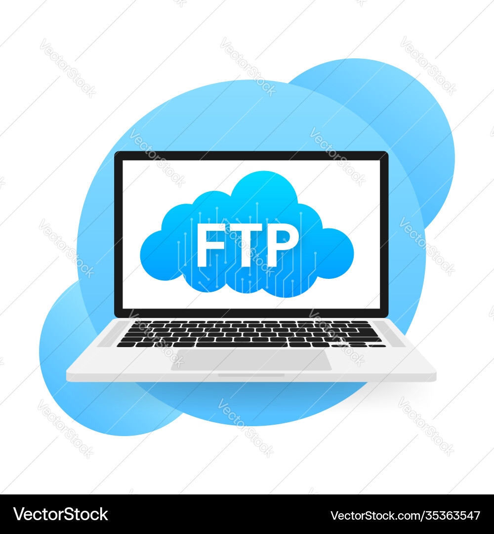 Flat web banner with ftp application interface Flat web banner with ftp application interface vector image