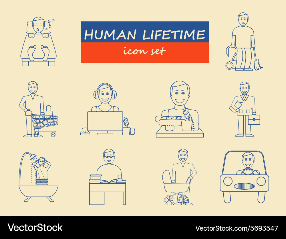 How much time we have lifetime elements icon set Vector Image