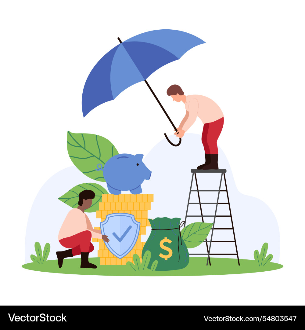 Money savings protection insurance tiny people Money savings protection insurance tiny people vector image