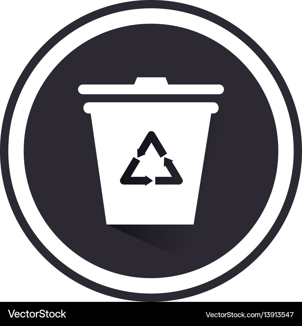 Monochrome circular emblem with trash container vector image