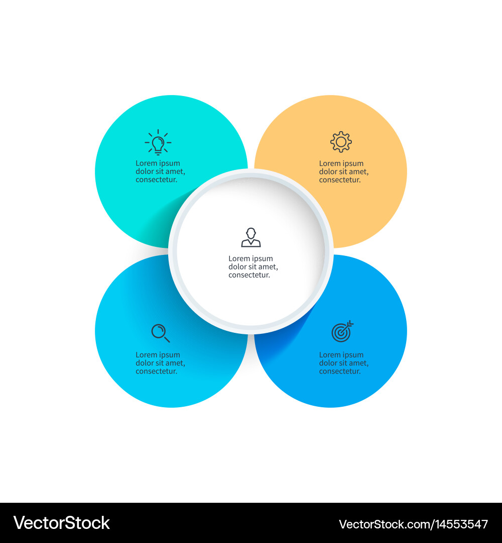 Pie chart presentation template with 4 vector image