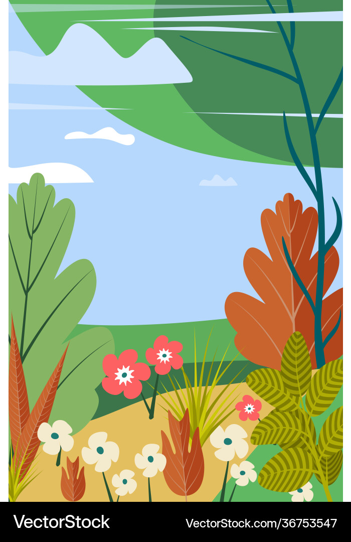 Spring background beautiful forest scene Spring background beautiful forest scene Vector Image