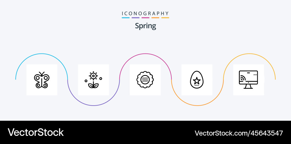 Spring line 5 icon pack including screen Vector Image