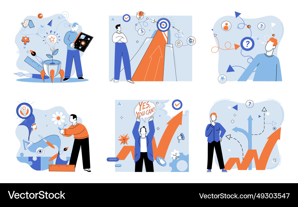 Start up conceptualizing and executing project Start up conceptualizing and executing project vector image