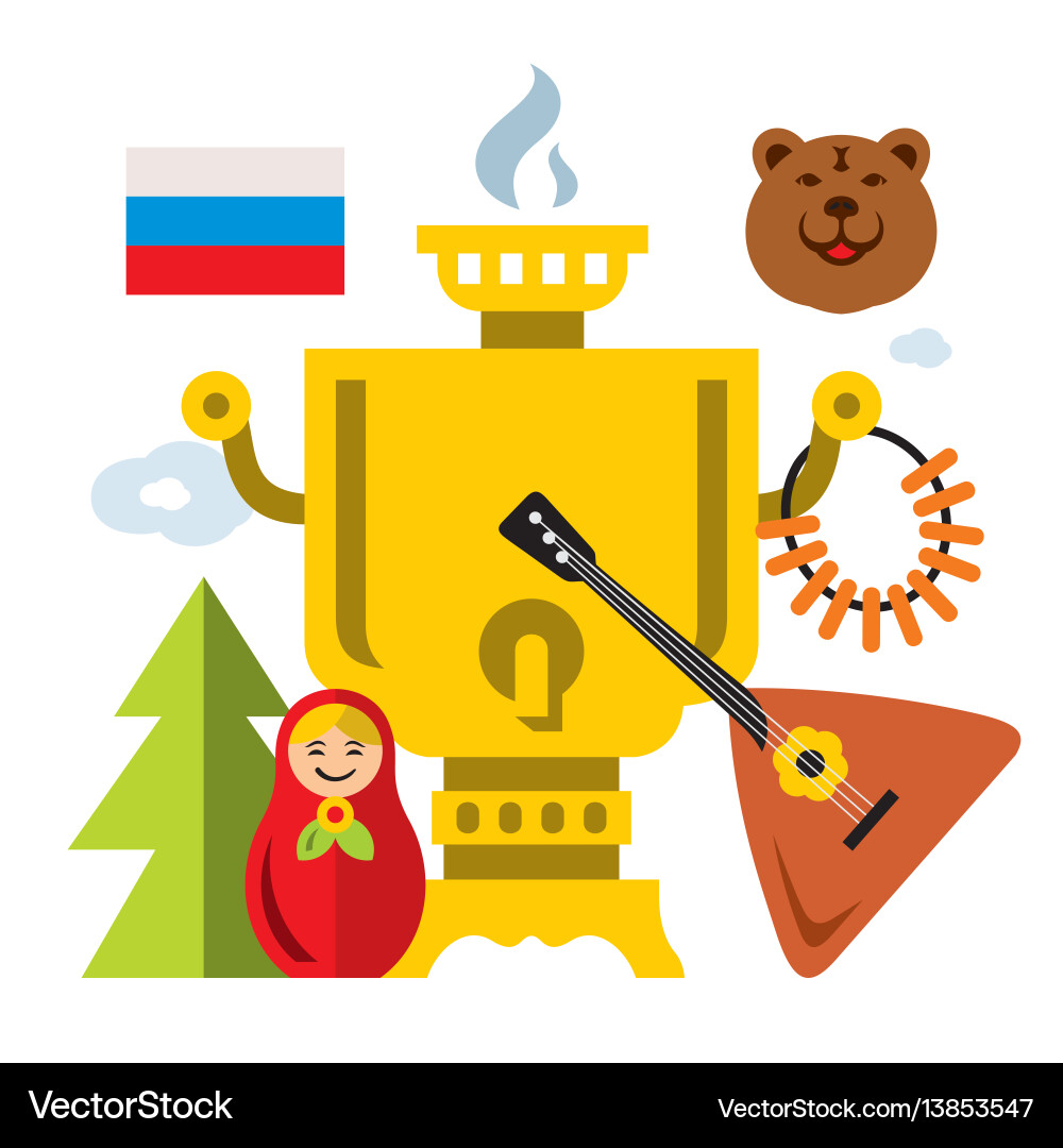 Symbole der russischen flachen Stil bunt Symbole der russischen flachen Stil bunt vektorbild