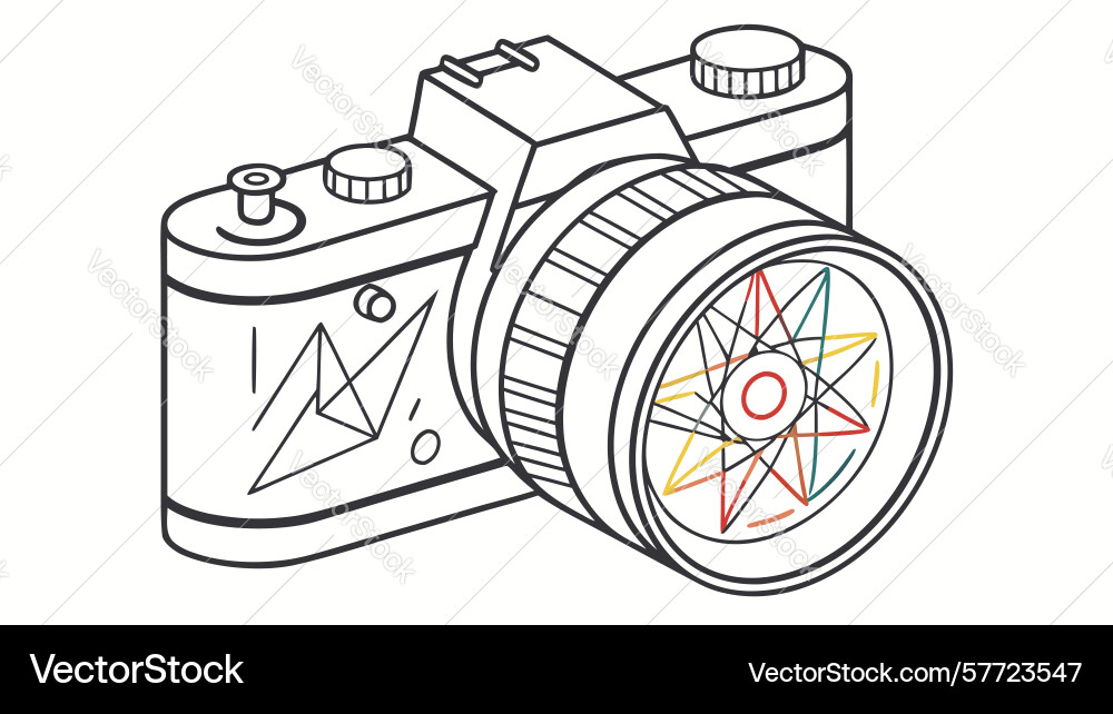 Vintage camera with dynamic speed lines retro vector image