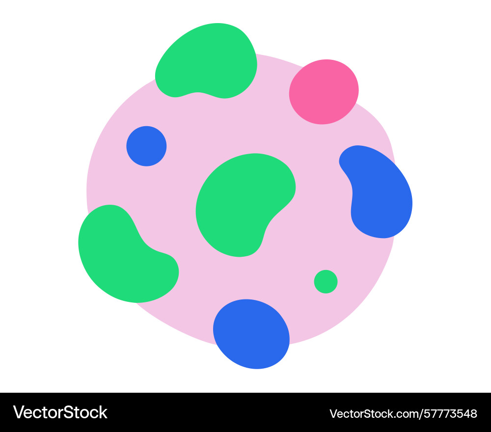 A circular composition of floating blobs and amoe Vector Image
