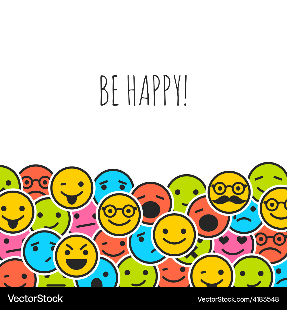 Background with color emoticons and place for text Vector Image