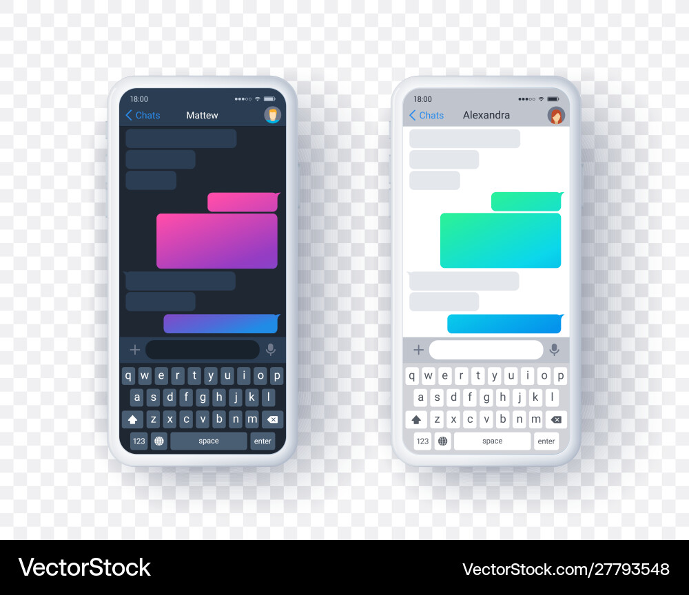 Chat App Screen - Light & Dark Mode vector image