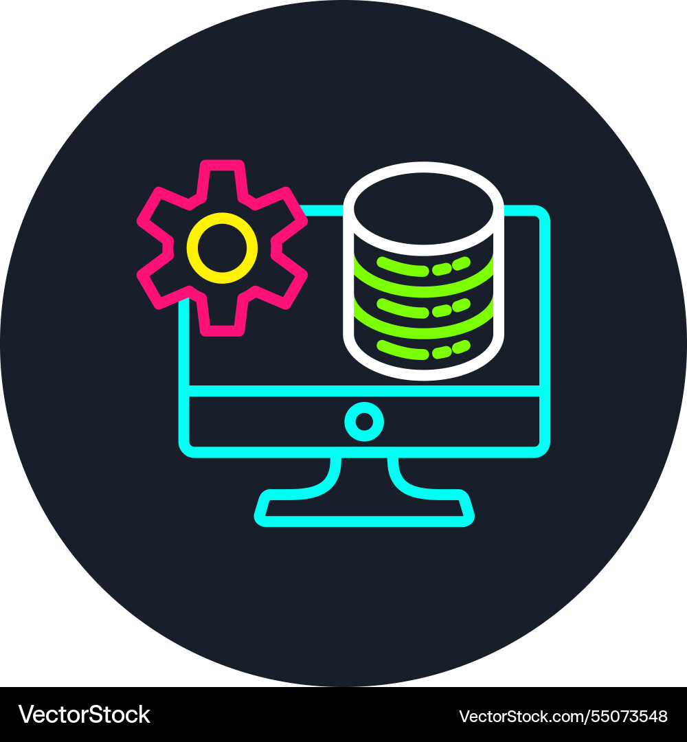 Data management line multi color icon Vector Image