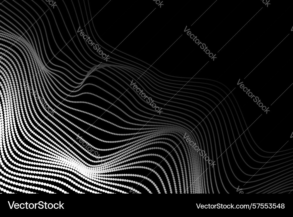 Dynamic black and white particle wave dots Dynamic black and white particle wave dots vector image