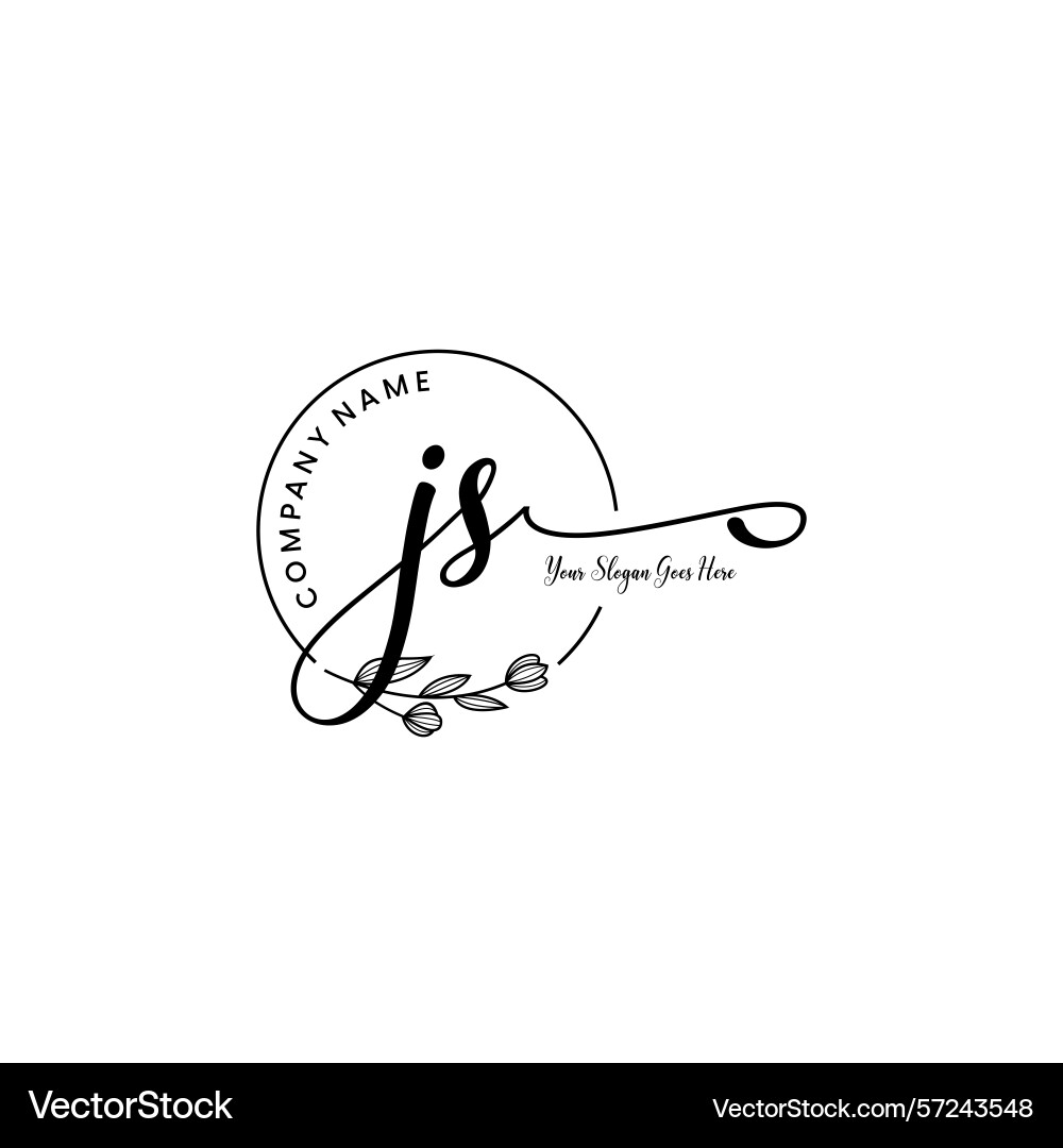 Elegant js initial logo design with botanical Elegant js initial logo design with botanical Vector Image