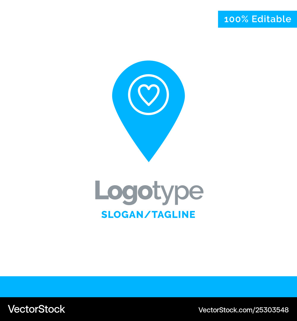 Heart location map pointer blue solid logo Heart location map pointer blue solid logo vector image