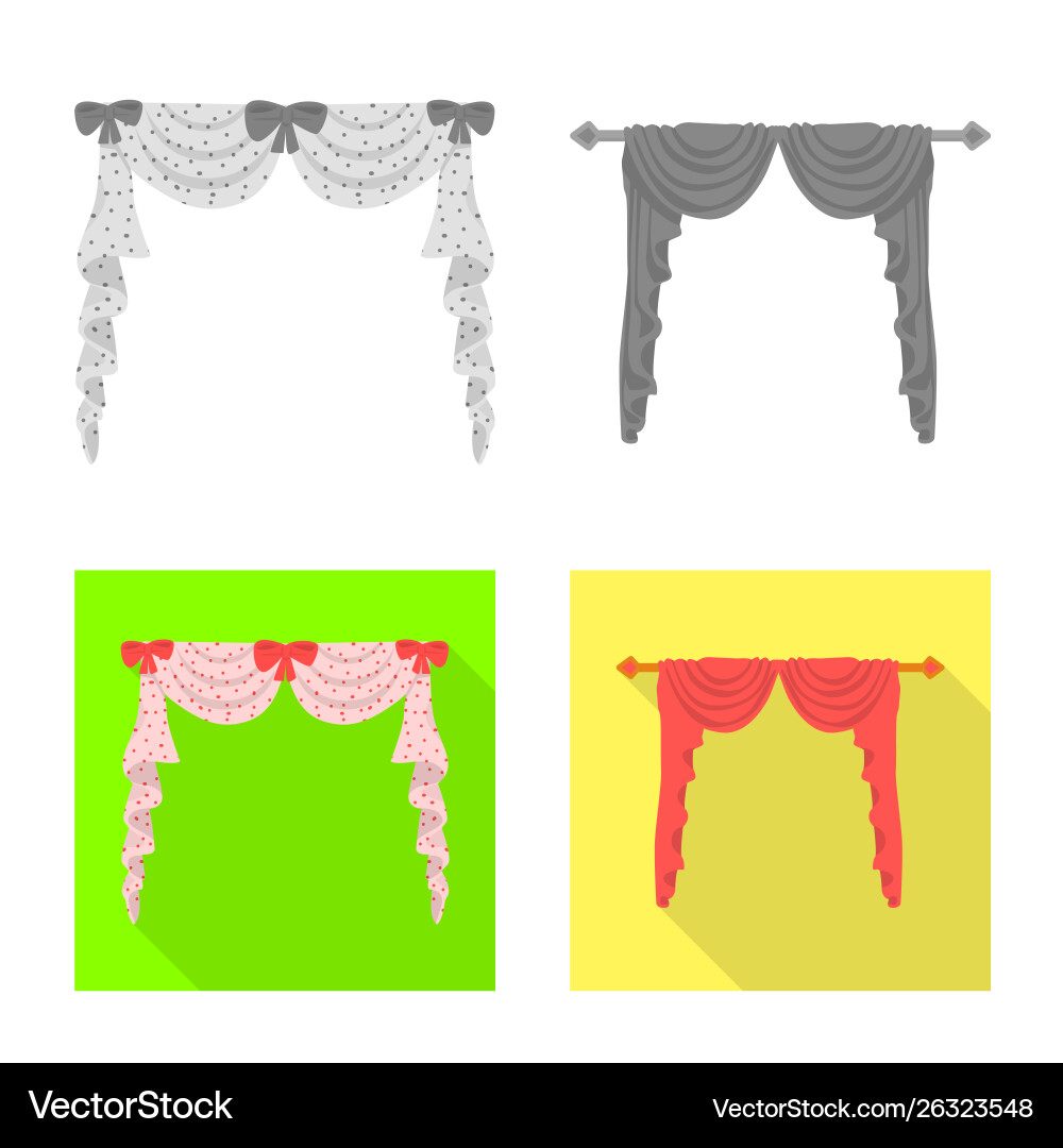 Isolated object curtains and drapes icon set Vector Image