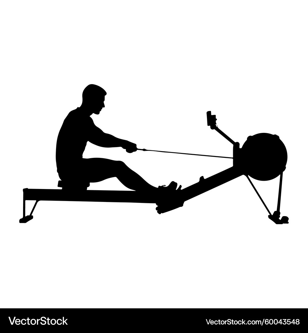 Man Rowing Machine Silhouette Workout Royalty Free Vector