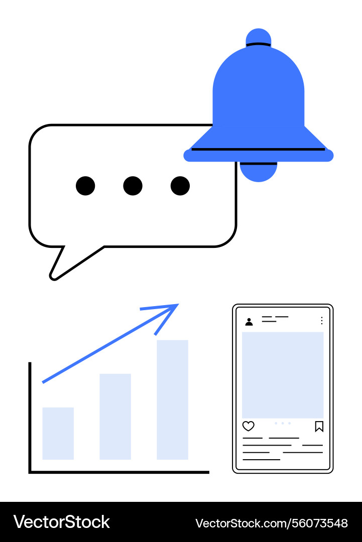 Notification and communication elements with graph Notification and communication elements with graph vector image