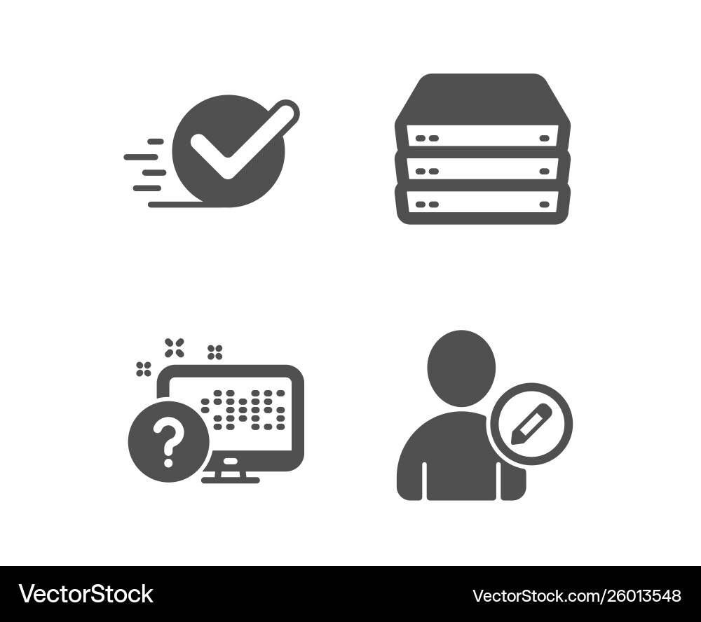 Online quiz servers and checkbox icons edit user Online quiz servers and checkbox icons edit user Vector Image
