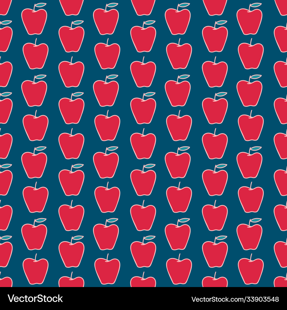 Seamless pattern with red apples vector image