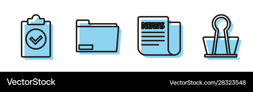 Set line news completed task document folder Set line news completed task document folder vector image