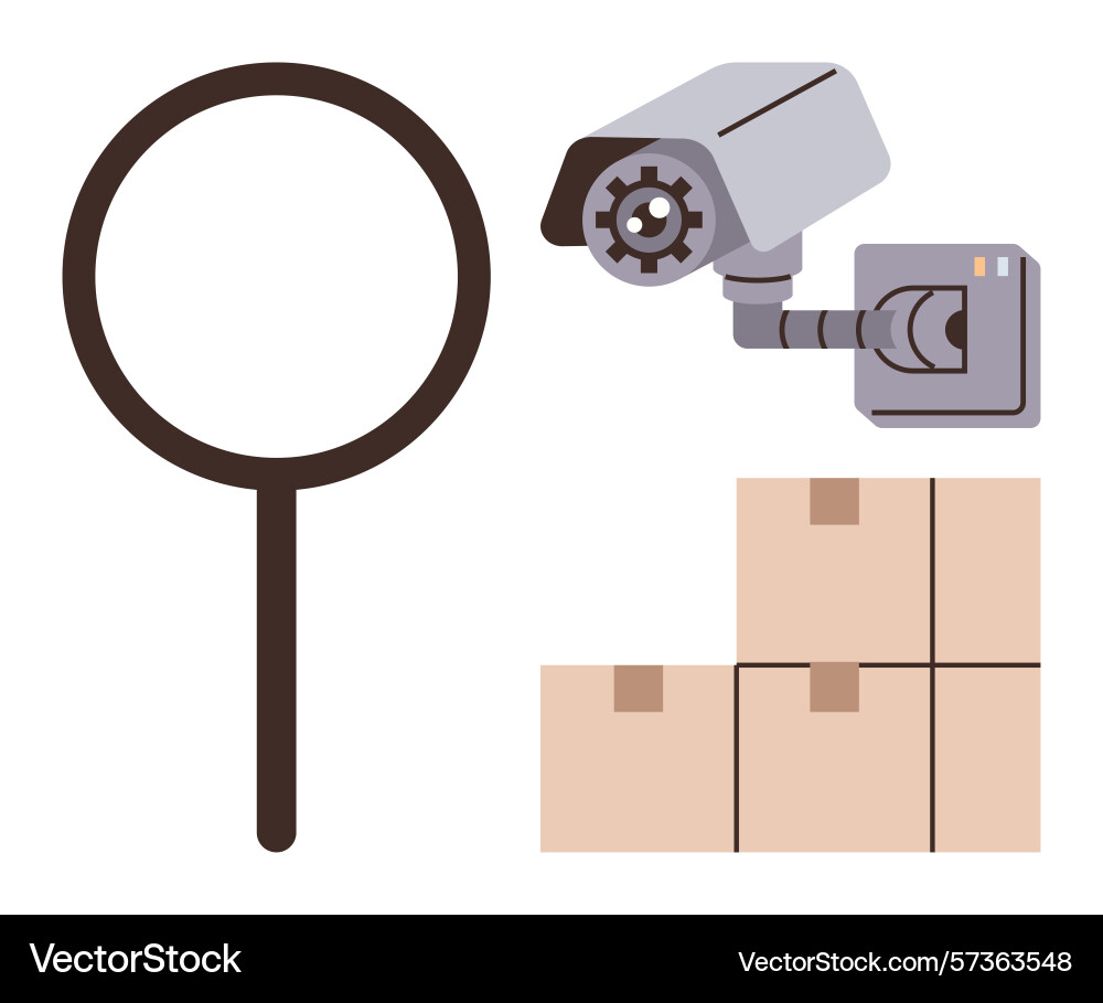 Surveillance camera monitoring a stack of boxes vector image