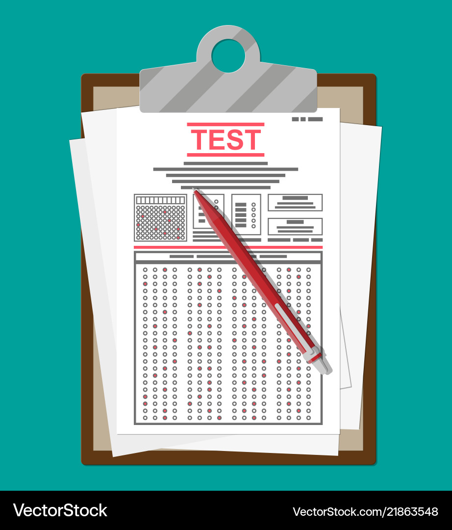 Umfrage & Exam Formulare mit Stift Vektorbild