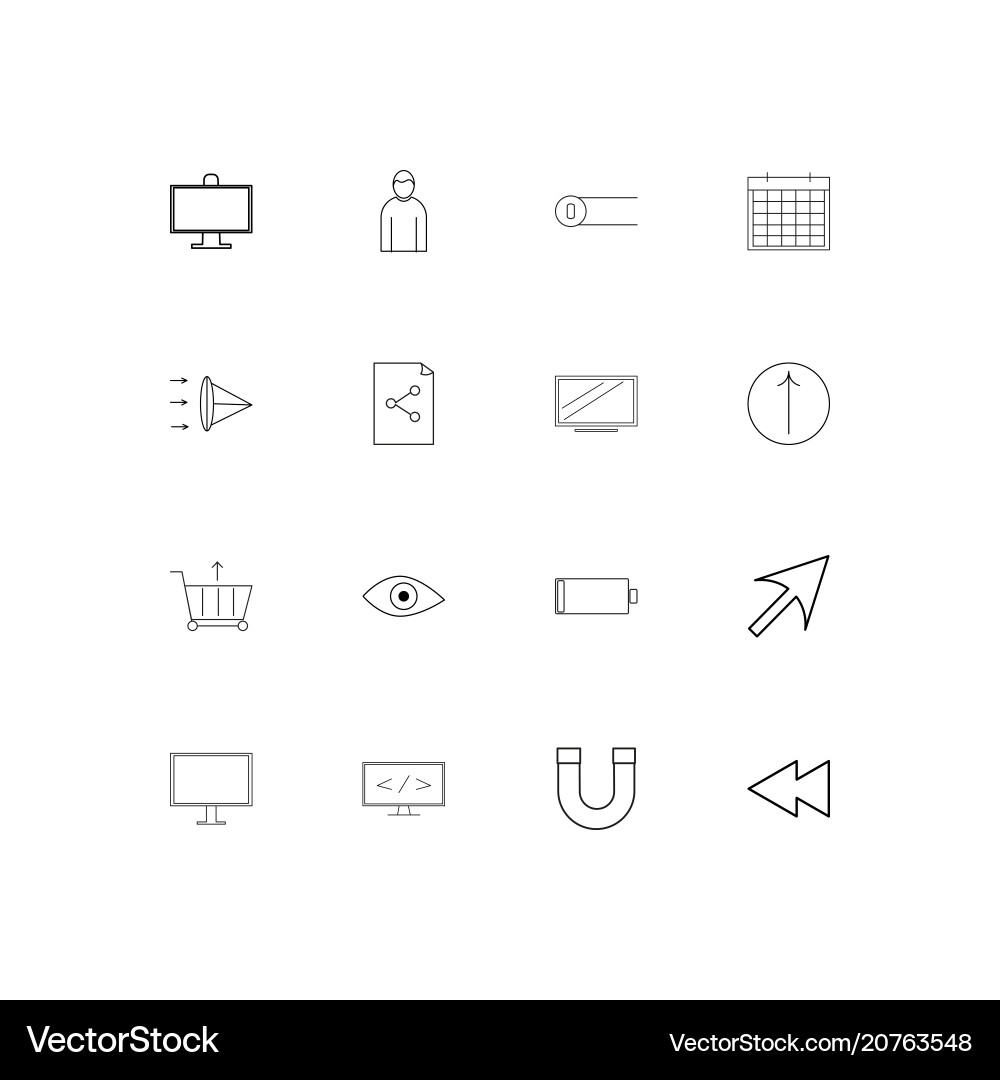 User interface linear thin icons set outlined Vector Image