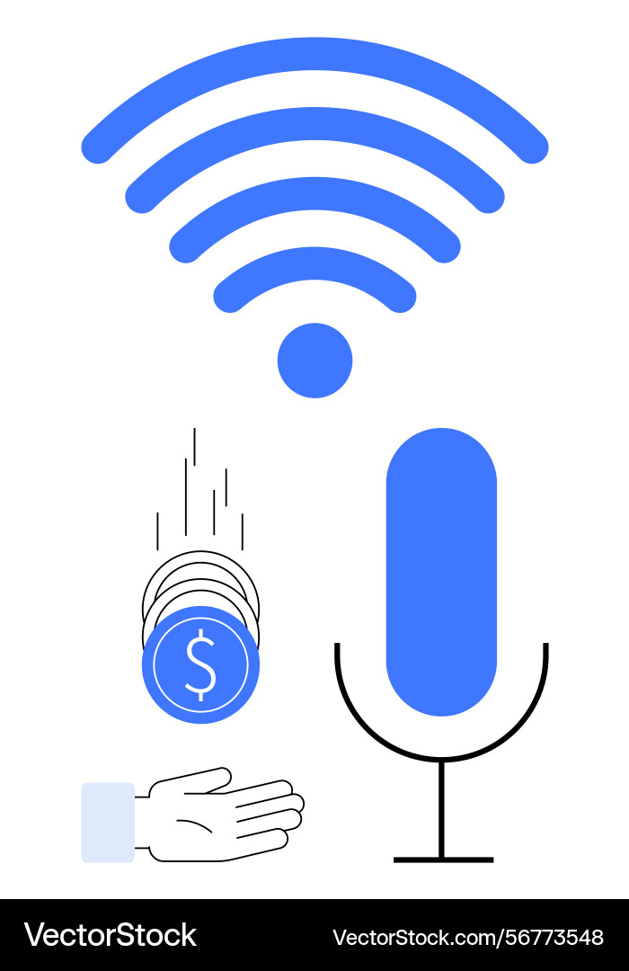 Voice command payment concept with microphone Vector Image