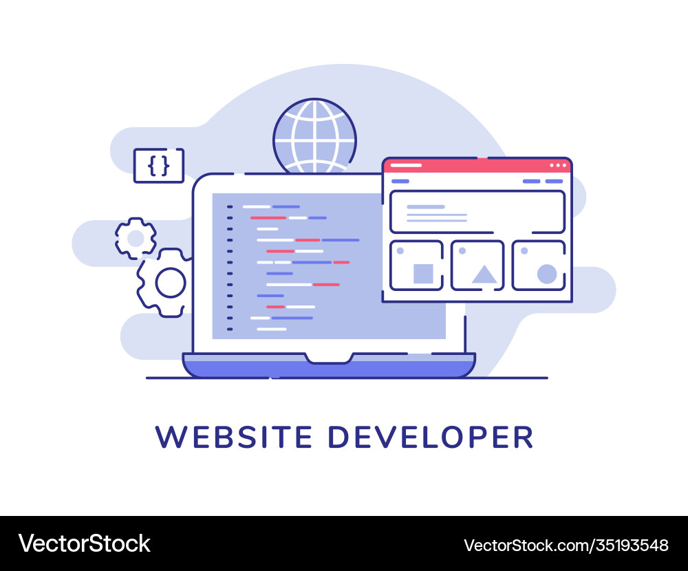 Website developer concept code coding wireframe Vector Image